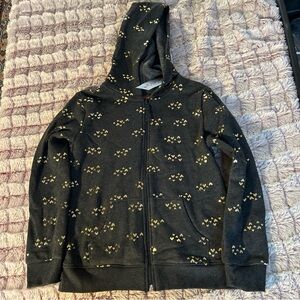 Cat & Jack Black Hoodie with Gold Patterns zipper down